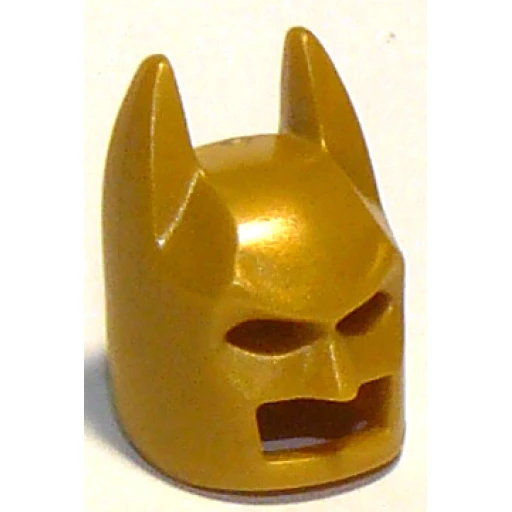Деталь LEGO 10113 Minifigure, Headgear Mask Batman Cowl (Angular Ears, Pronounced Brow) в цвете Золотой (Gold)