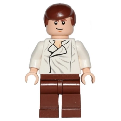 Минифигурка LEGO sw0278 Han Solo - White Shirt with Wrinkles on Front, Reddish Brown Legs, Lopsided Grin