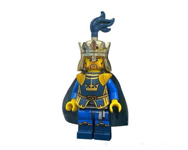 Минифигурка LEGO cas425 Fantasy Era - Crown King, No Cape, Printed Legs, Dark Blue Plume