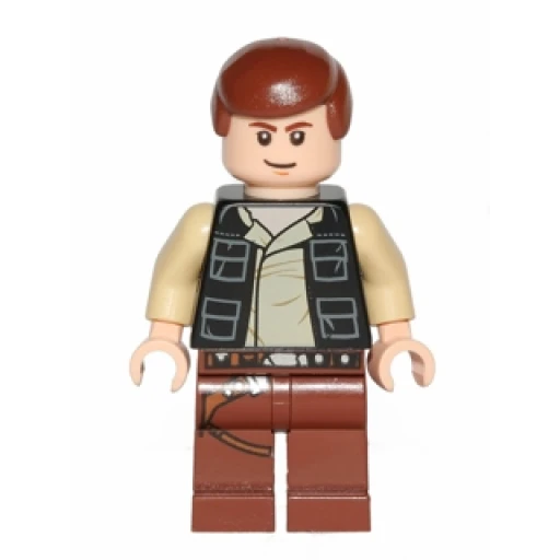 Минифигурка LEGO sw0451 Han Solo - Black Vest with Pockets over Tan Shirt with Dark Tan Creases, Reddish Brown Legs with Belts